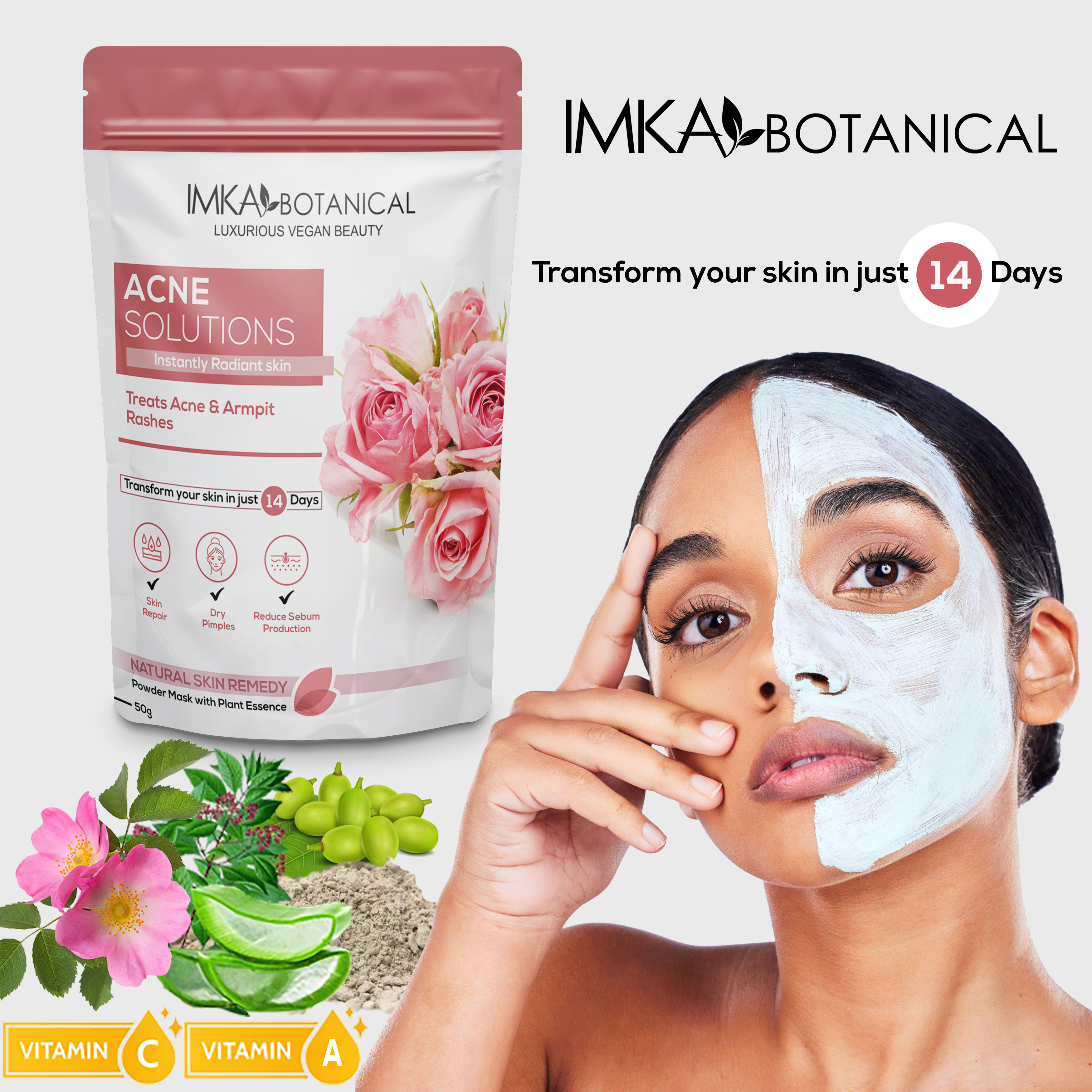 Herbal Face Mask to  Get Rid of Acne & Pimples  50 gr