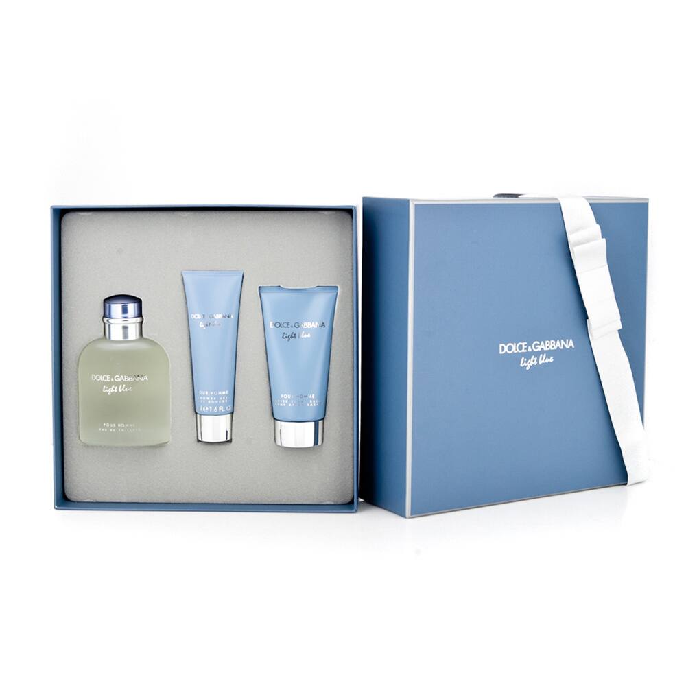 DOLCE & GABBANA LIGHT BLUE 3 PCS SET FOR MEN: 4.2 Eau De Toilette Spray