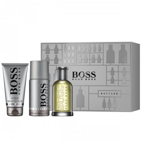 HUGO BOSS BOTTLED 3 PCS SET FOR MEN: 3.3 oz (100mL) SPRAY (HARD BOX)