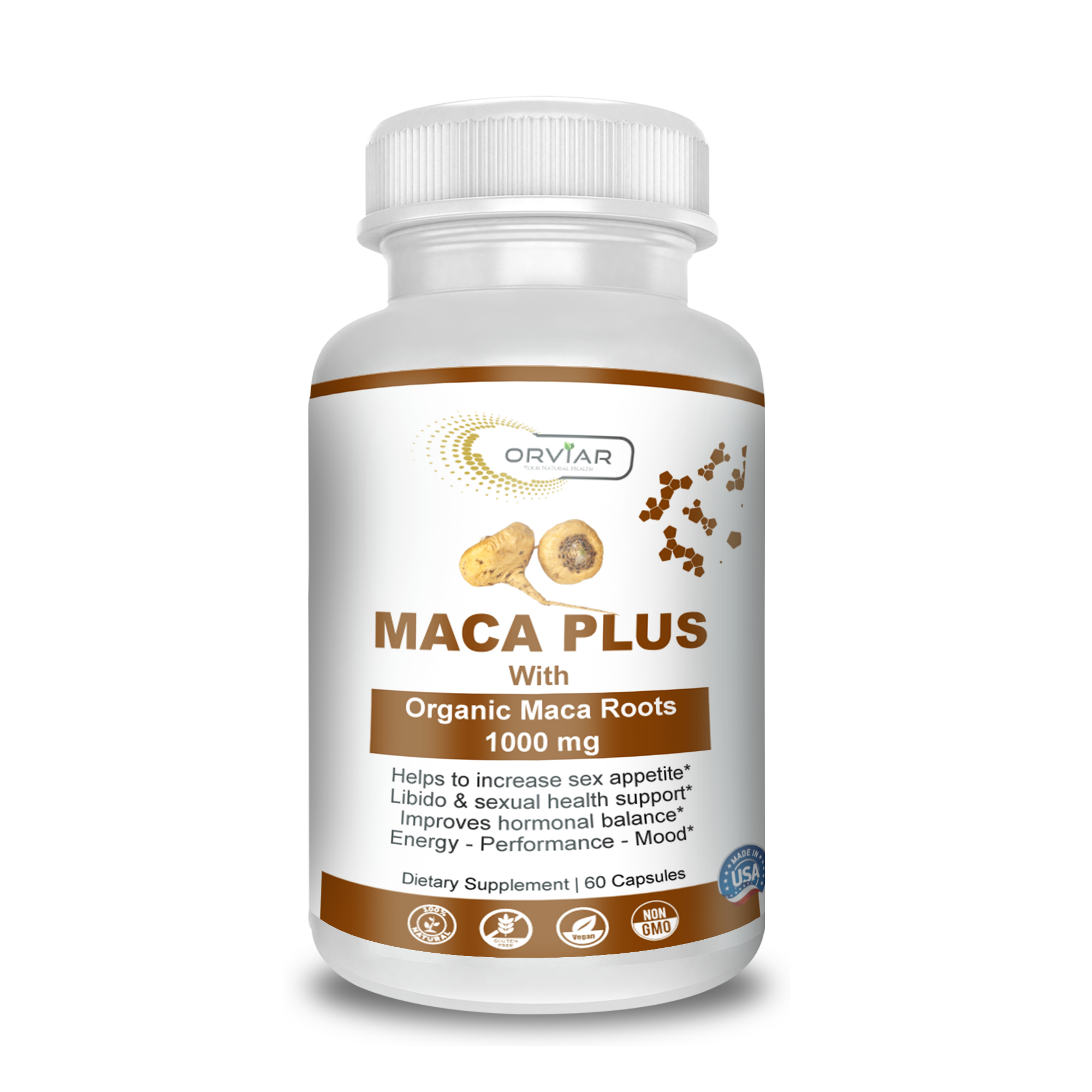 Orviar Maca plus avec racines de maca bio 1000 mg