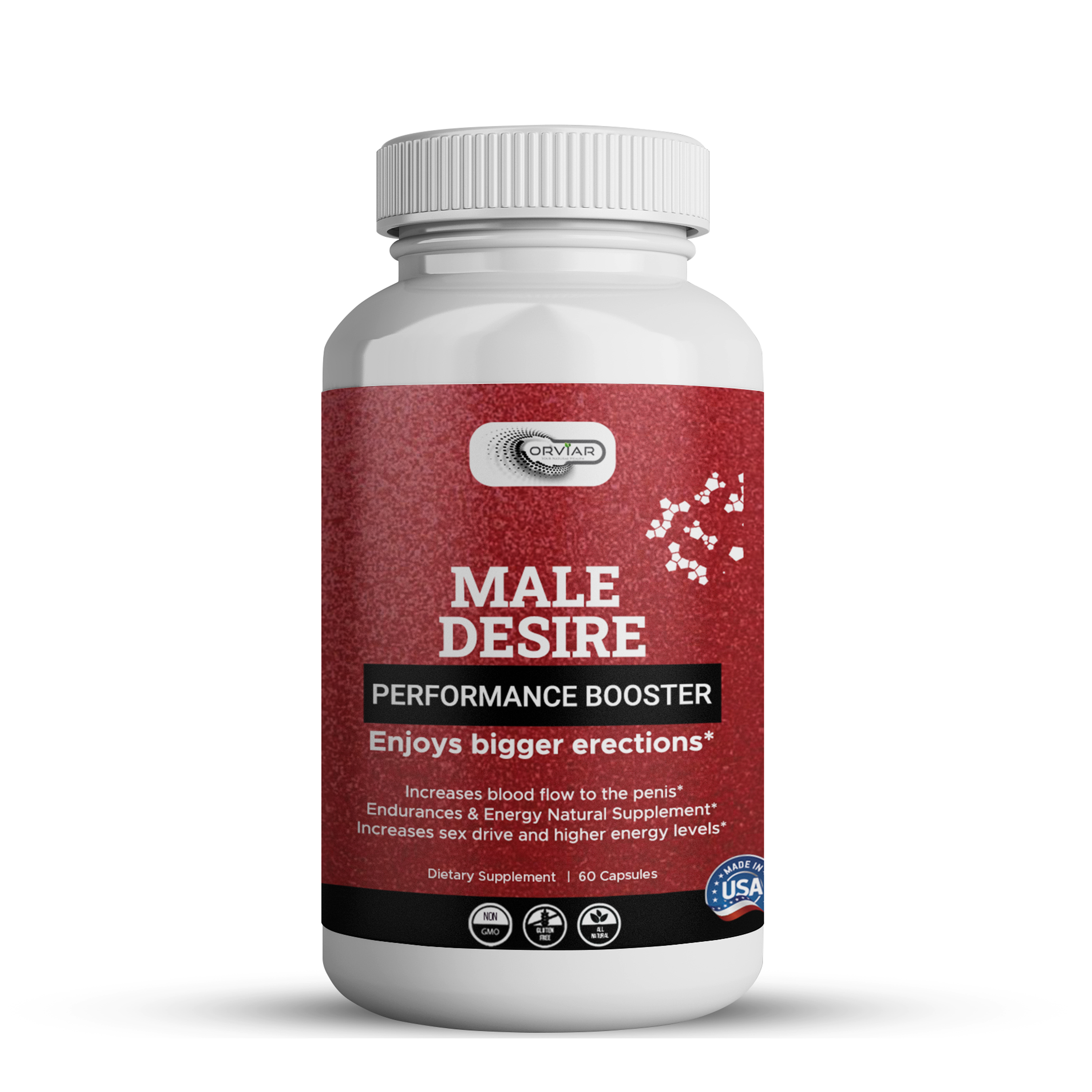 Orviar Male Booster Formula -Augmente une énergie plus élevée - 60 Capsules