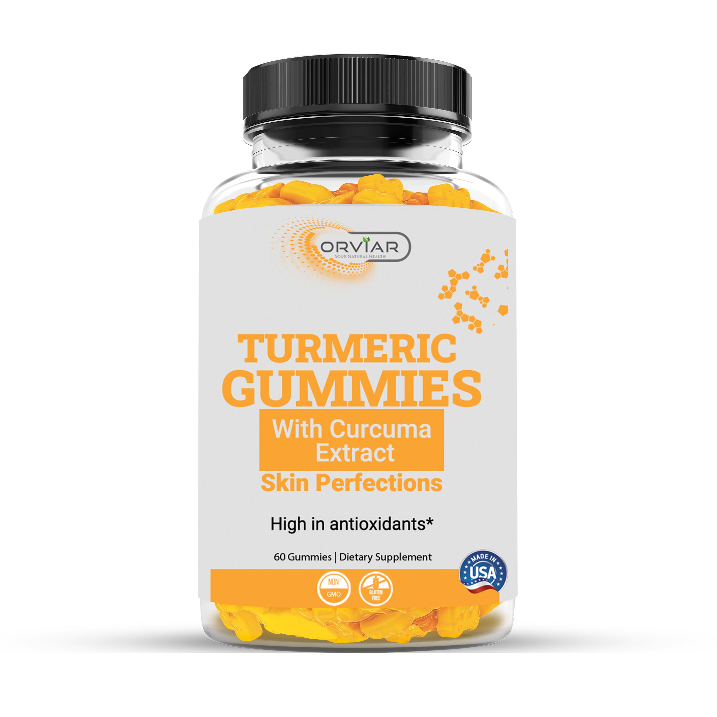 Orviar Vegan  Turmeric Gummies Skin Perfections With Curcuma Extract - 60 Gummies